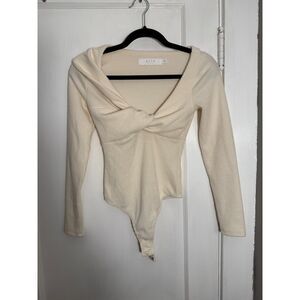 ASTR The Label Cream White Sweater Bodysuit Sz XS
